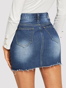 SheIn Women's Basic Stretchy Mini Short Bodycon Denim Skirt SheIn Women's Basic Stretchy Mini Short Bodycon Denim Skirt