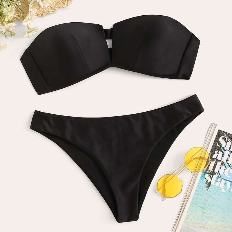 

Bandeau With Cheeky Bikini Set, Black