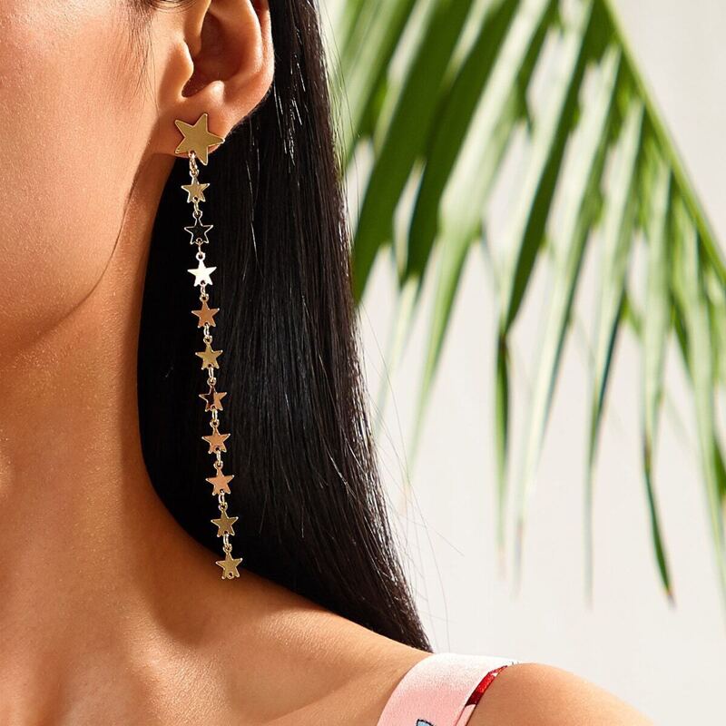 

Star Long Strip Drop Earrings 1pair, Gold