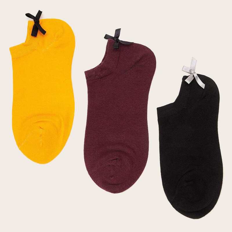

Bow Knot Decor Ankle Socks 3pairs, Multicolor
