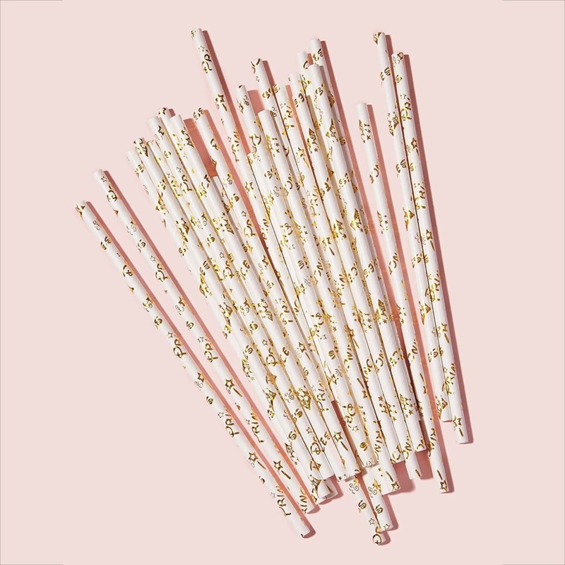 

Disposable Gold Foil Paper Straw 25pcs