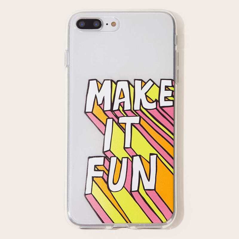 

Slogan Print Clear iPhone Case