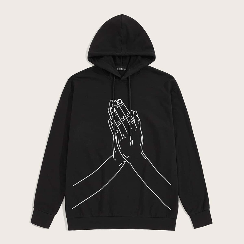 

Guys Hand Print Hoodie, Black