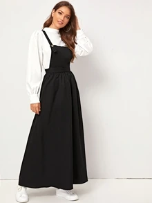 Mulvari Crisscross Adjustable Strap Fit & Flare Pinafore Dress - Black - View 4