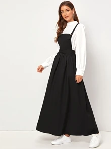 Mulvari Crisscross Adjustable Strap Fit & Flare Pinafore Dress - Black - View 2