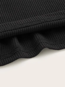 SHEIN EZwear Áo nữ Trọn gói màu trơn màu đen Gợi cảm - màu đen - Xem 4