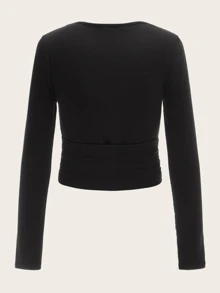 SHEIN EZwear Áo nữ Trọn gói màu trơn màu đen Gợi cảm - màu đen - Xem 2