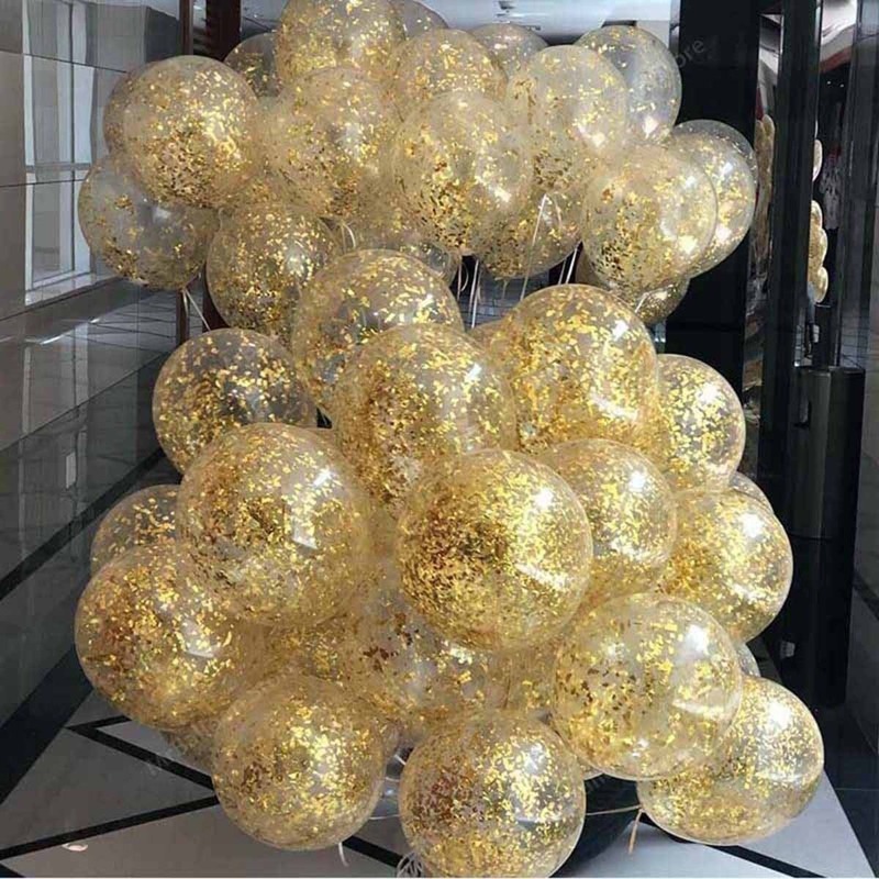 

12 Inch Sequin Decorative Balloon 10pcs, Gold
