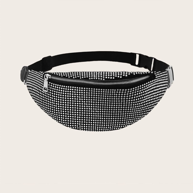 

Rhinestone Overlay Bum Bag, Grey