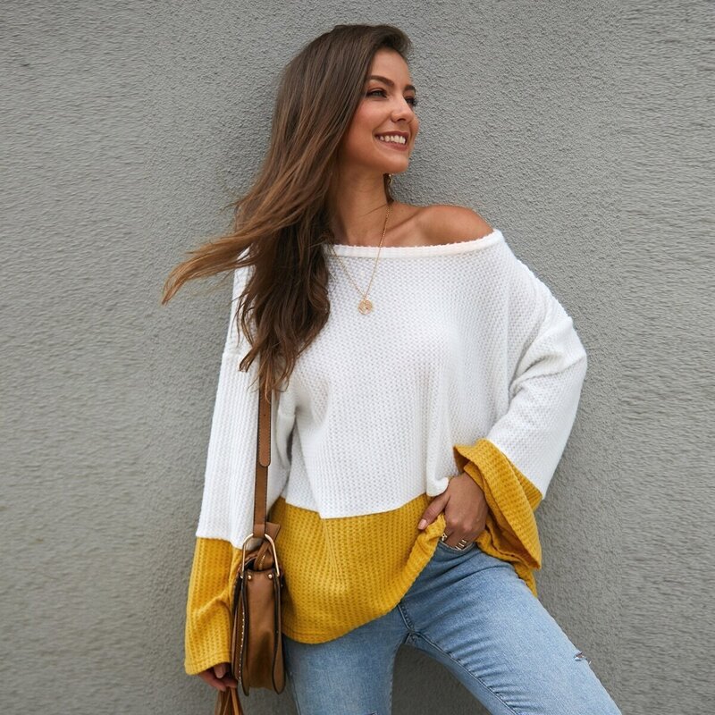 

Contrast Panel Pointelle Knit Sweater, Multicolor