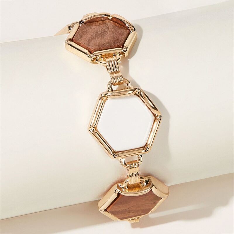 

Hexagon Design Bracelet 1pc, Gold
