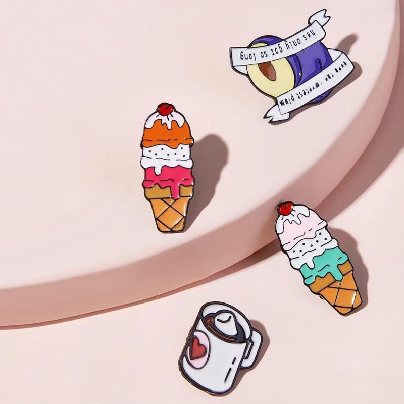 

Ice Cream & Coffee Design Brooch 4pcs, Multicolor