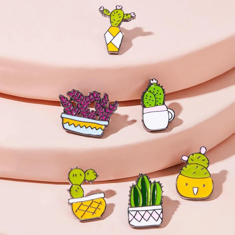 

Cactus Design Brooch 6pcs, Multicolor