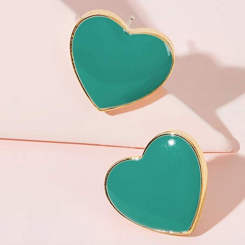 

Heart Design Stud Earrings 1pair, Blue
