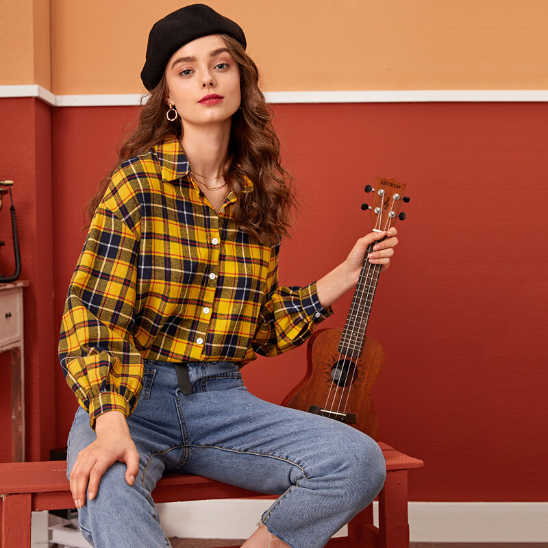 

Tartan Print Button Through Blouse, Multicolor