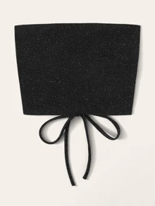 Chiquease Glittered Self-Tie Cropped Tube Top - Black - View 5
