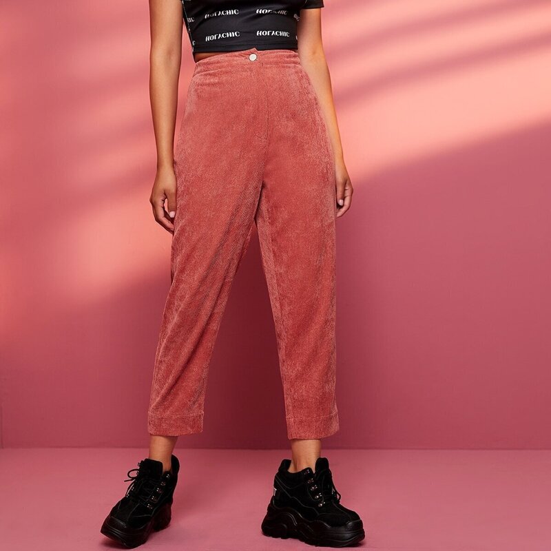 

Pocket Patched Back Cord Pants, Red