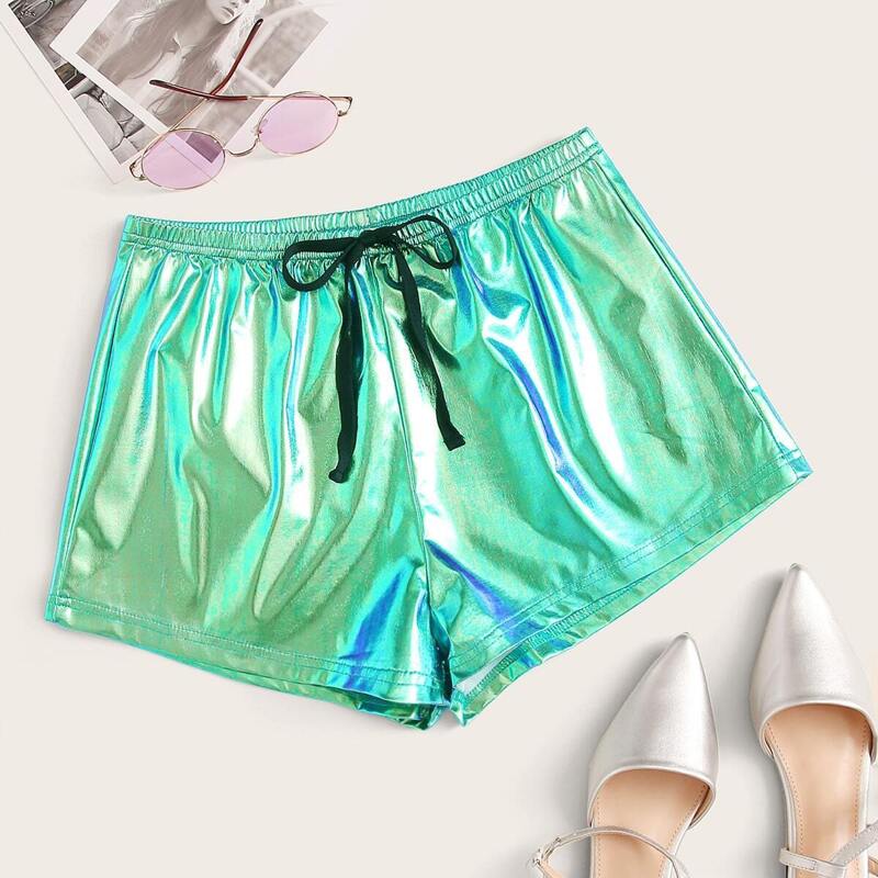 

Bow Detail Metallic Shorts, Green