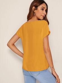SHEIN LUNE Top unicolor cortado V - Mostaza Amarilla - Ver 2