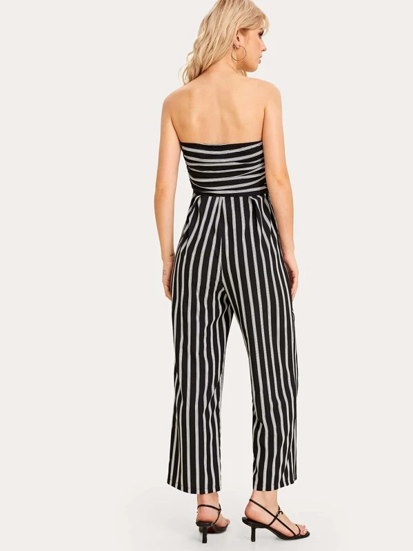 striped tube jumpsuit