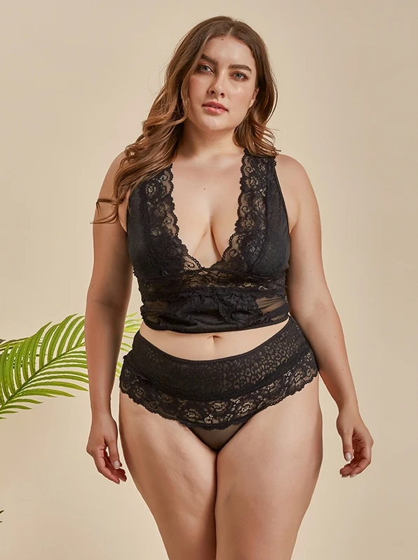 Plus Lace Cut Out Lingerie Set | SHEIN USA