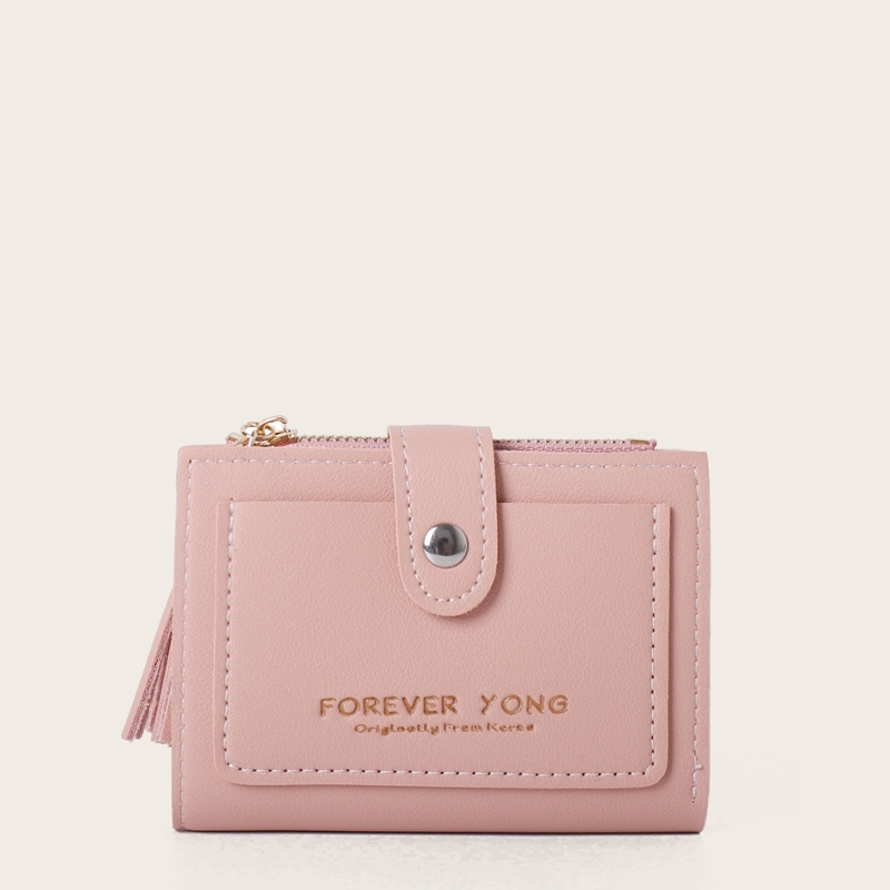 

Tassel Decor Fold Over Purse, Pink