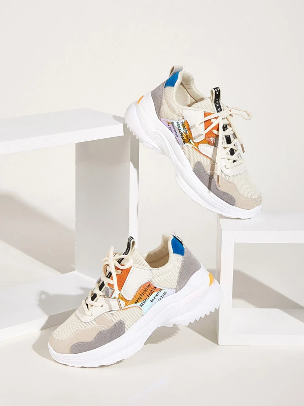 Slogan Print Chunky Sole Trainers