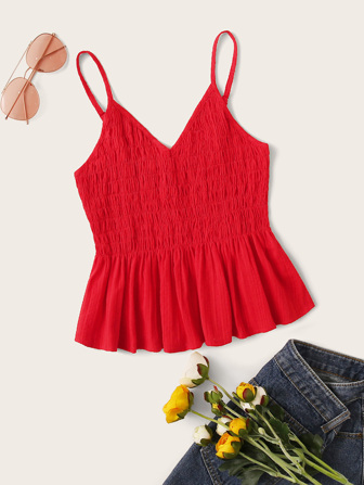 Top de tirante fruncido bajo fruncido