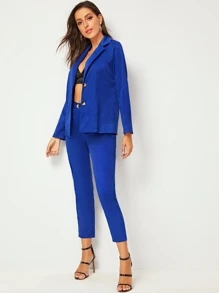 ensemble blazer pantalon bleu