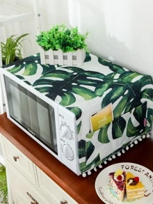 Tropical Leaf Print Microwave Oven Dust Cover - Multicolor - View 3