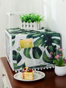 Tropical Leaf Print Microwave Oven Dust Cover - Multicolor - View 2