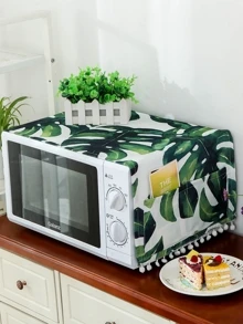Tropical Leaf Print Microwave Oven Dust Cover - Multicolor - View 1