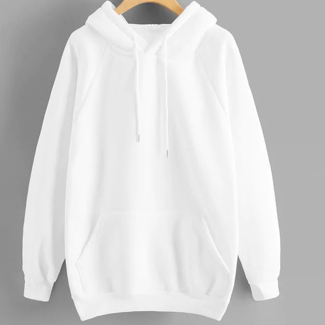 

Plus Kangaroo Pocket Drawstring Hoodie, White