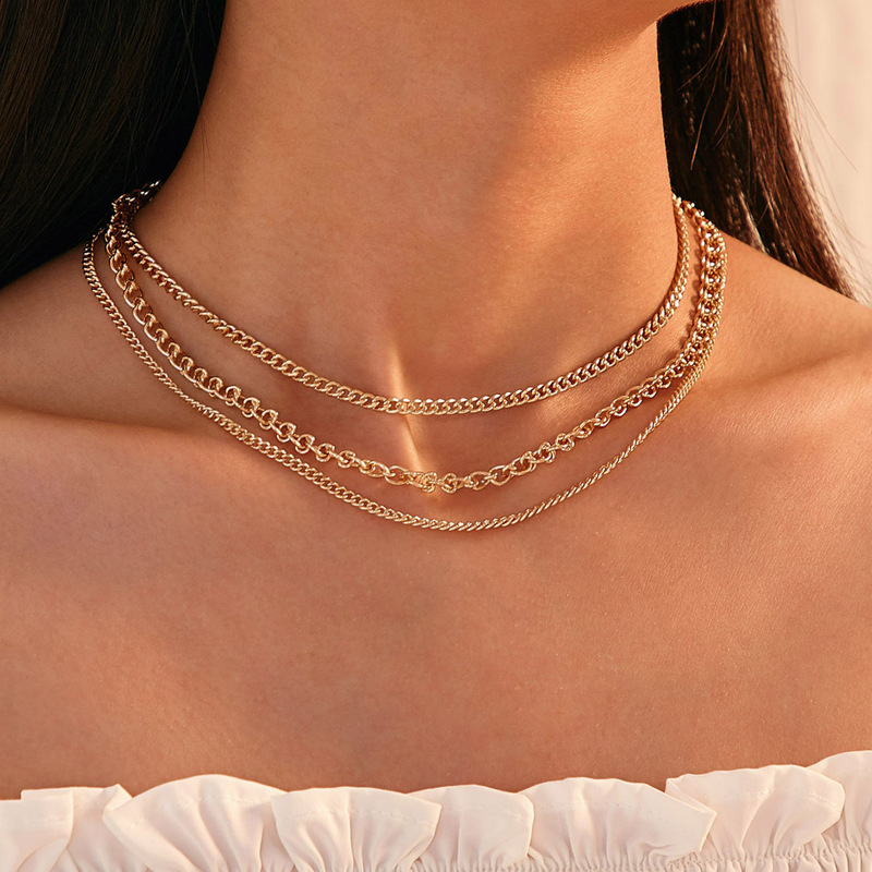 

Multi Layered Chain Necklace 1pc, Gold