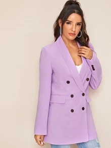 Blazer con botones de cuello esmoquin - Lila Púrpura - Ver 4