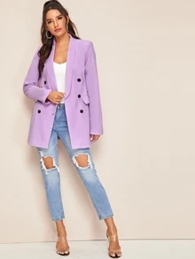 Blazer con botones de cuello esmoquin - Lila Púrpura - Ver 3