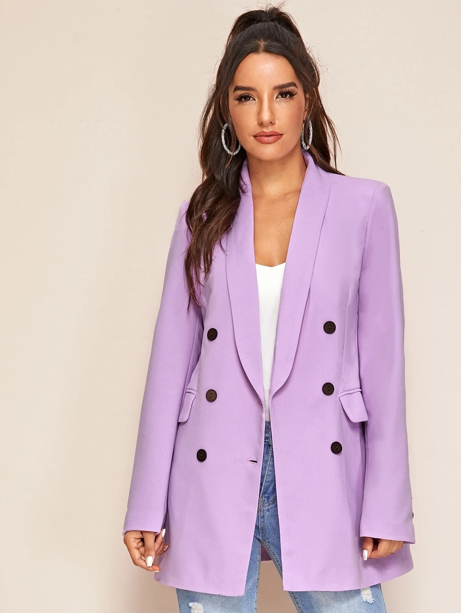 Blazer con botones de cuello esmoquin - Lila Púrpura - Ver 1