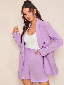 Blazer con botones de cuello esmoquin - Lila Púrpura - Ver 6