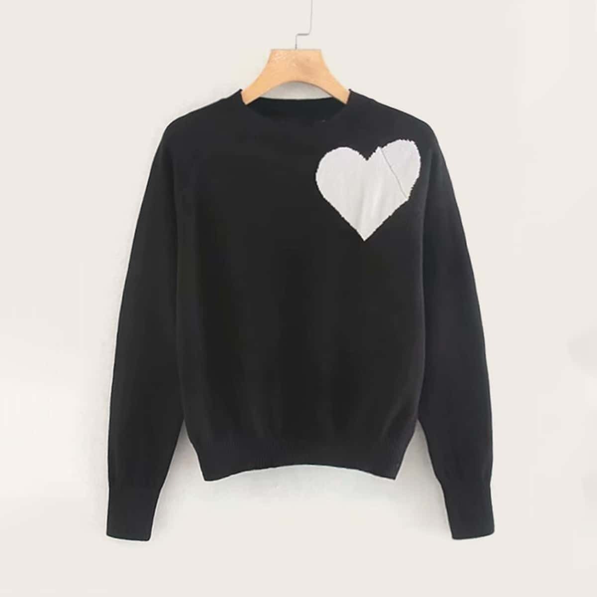 

Heart Pattern Sweater, Black