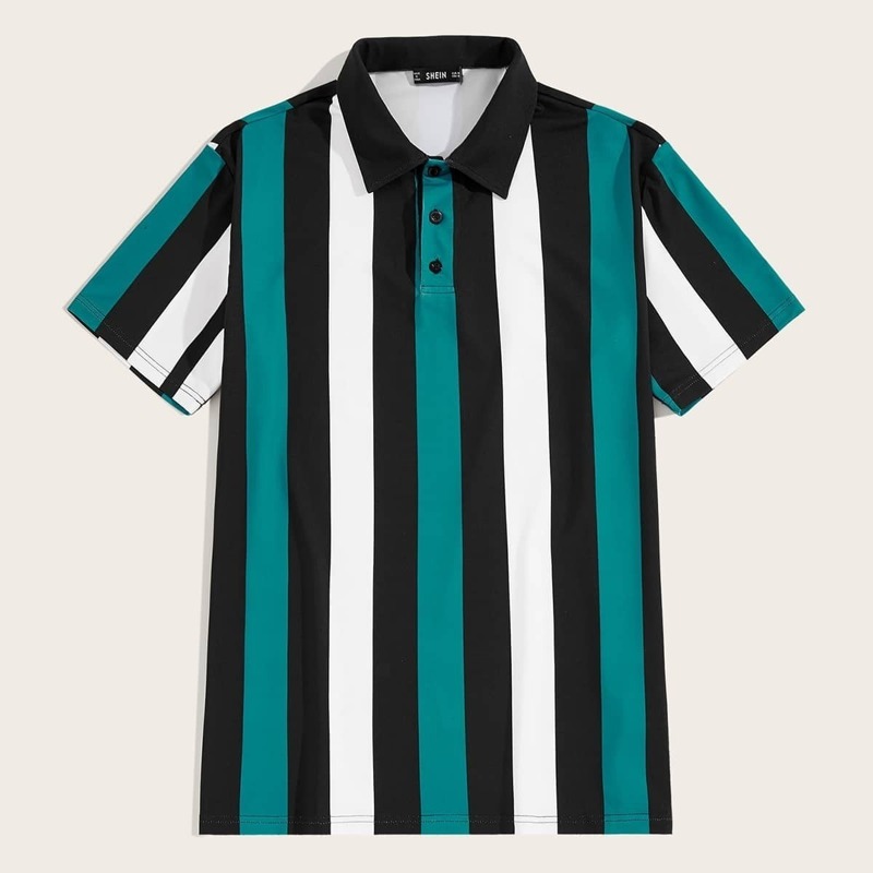 

Guys Button Front Striped Polo Shirt, Multicolor