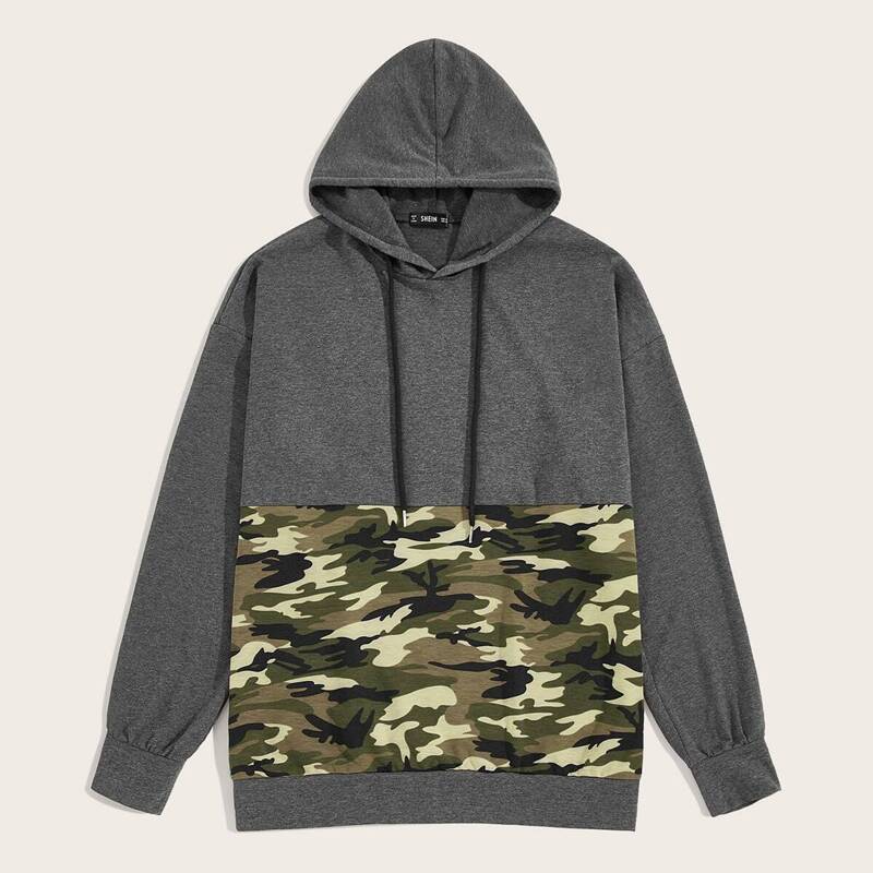 

Guys Camo Print Heathered Knit Hoodie, Grey
