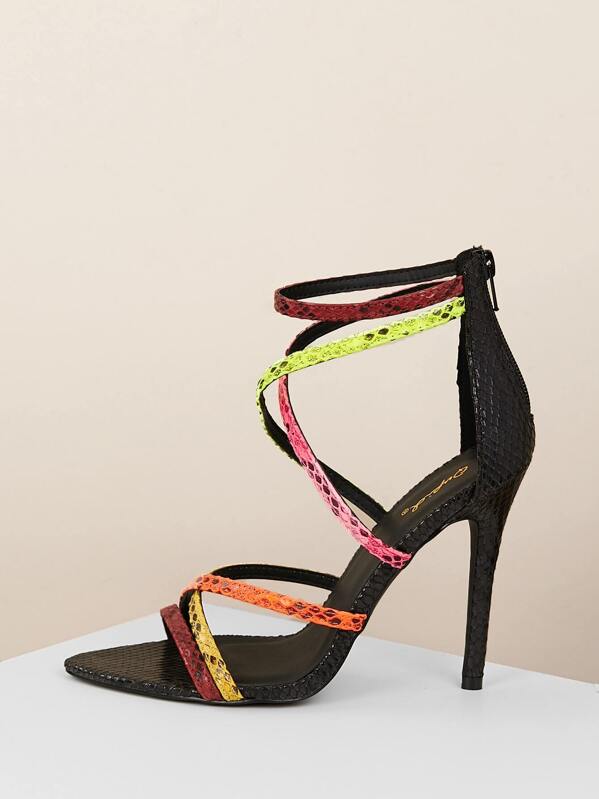 Snakeskin Pointy Sole Heels Stiletto Strappy Ac3RSj54Lq