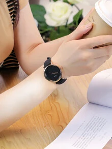 Đồng Hồ Silicon Con Trỏ Mặt Tròn Làm Quà Tặng Học Sinh Trở Lại Trường - Hoa hồng vàng - Xem 3