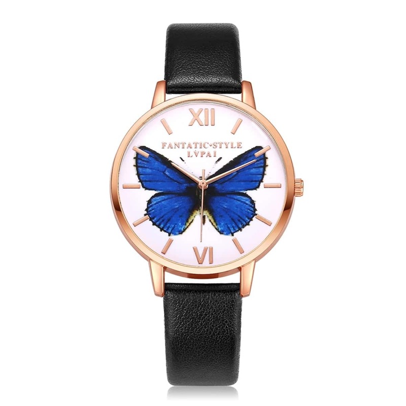 

PU Strap Butterfly Pattern Dial Wrist Watch