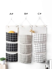 Grid Pattern Wall Hanging Storage Bag 1pc - Multicolor - View 1