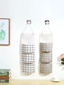 Grid Pattern Wall Hanging Storage Bag 1pc - Multicolor - View 5