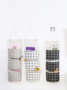Grid Pattern Wall Hanging Storage Bag 1pc - Multicolor - View 3