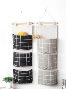 Grid Pattern Wall Hanging Storage Bag 1pc - Multicolor - View 4