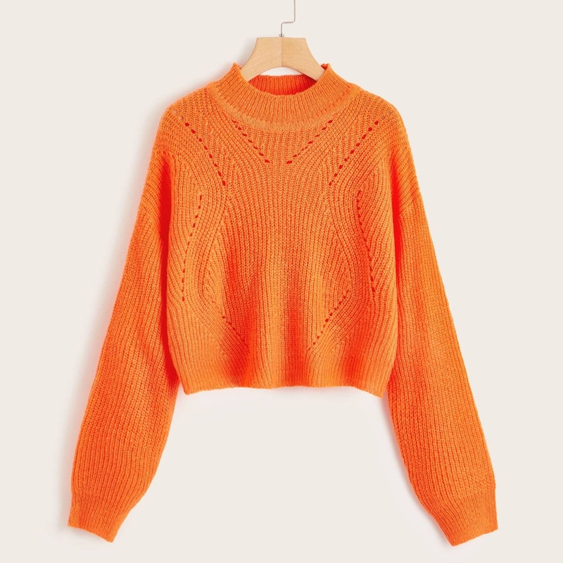 

Neon Orange Drop Shoulder Sweater, Orange bright