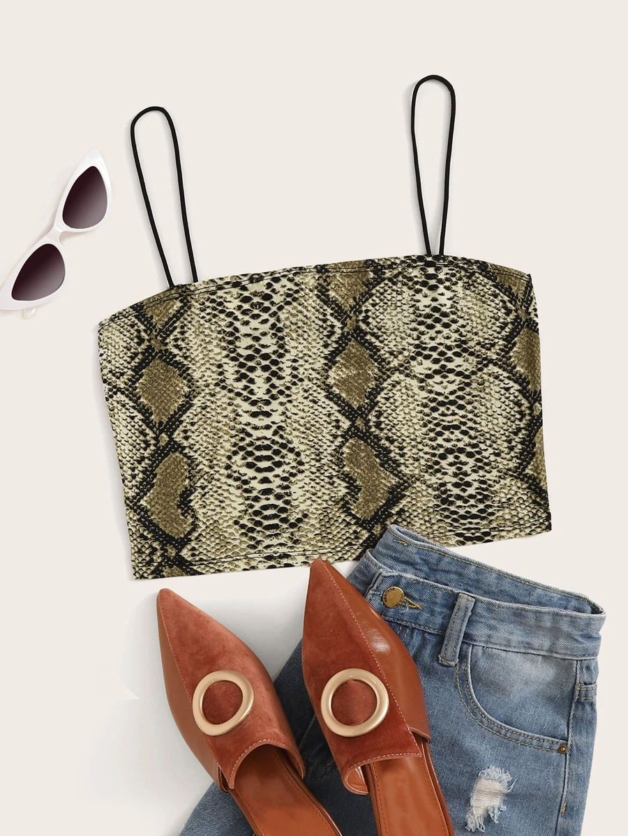 SHEIN Privé Snakeskin Print Cami Top - Multicolor - View 1
